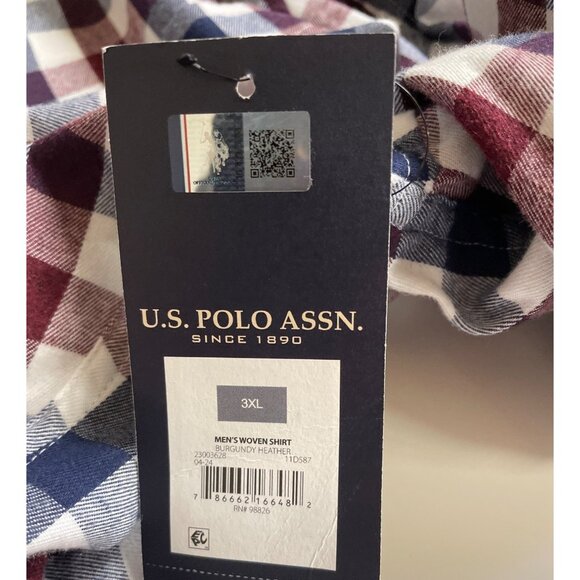 U.S. Polo Assn Mens Size 3XL Long Sleeve Button Down Plaid Flannel Shirt - Picture 8 of 10